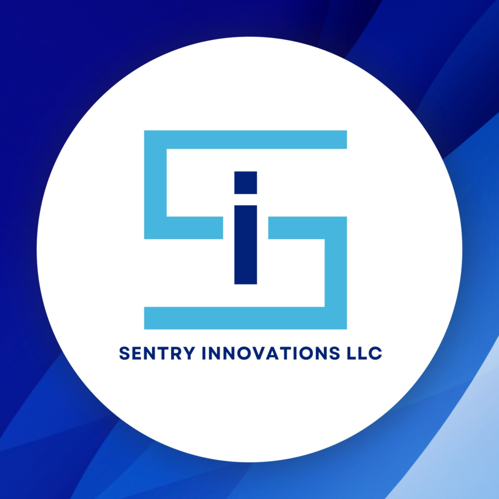 Logo for Sentry Innovations LLC featuring a stylized blue “S” with a dark blue “I” in the center.